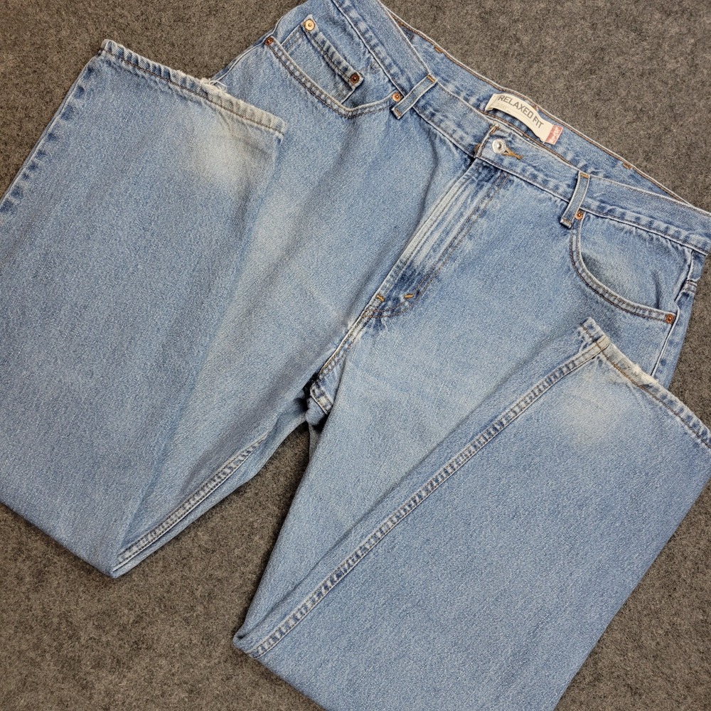 Levis 550 Jeans Mens 40x32 Blue Denim Light Wash Faded Relaxed Fit Straight Leg